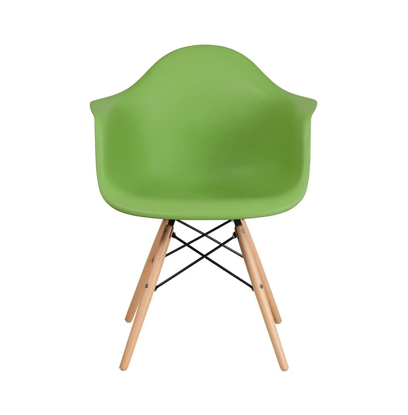 Merrick Lane Alda Series Polypropylene Accent Chair With Gently Curved Arms And Metal Braced Wooden Legs