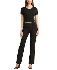 Bcx Juniors' Scuba Double-Belt Flared-Leg Ankle Pants