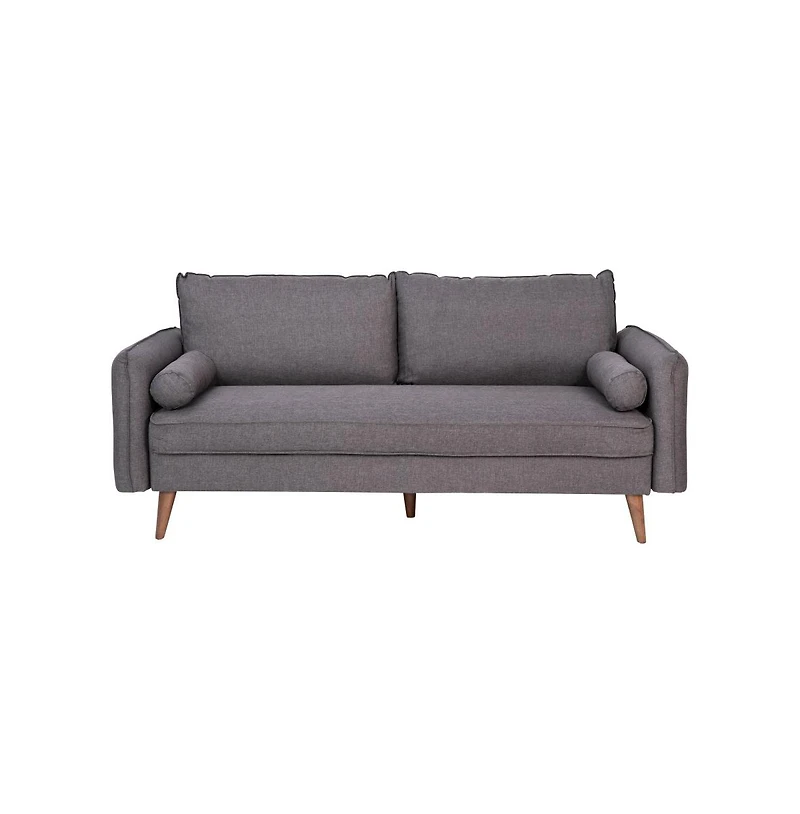 Emma+Oliver Carthage Upholstered Mid-Century Modern Pocket Spring Sofa With Wooden Legs And Removable Back Cushions