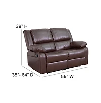 Bustle Back Loveseat With Two Built-In Recliners