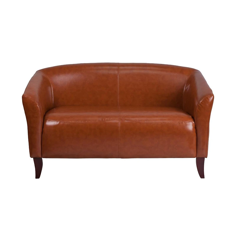 Leathersoft Reception/Living Room Loveseat With Cherry Wood Feet