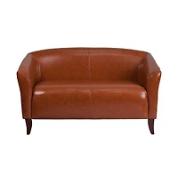 Leathersoft Reception/Living Room Loveseat With Cherry Wood Feet