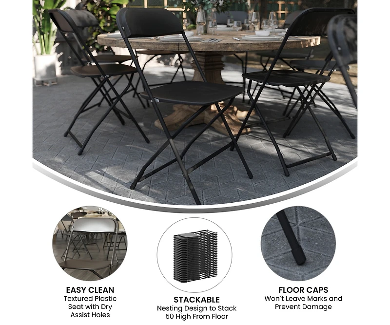 Emma+Oliver Set Of 6 Stackable Folding Plastic Chairs - 650 Lb Weight Capacity