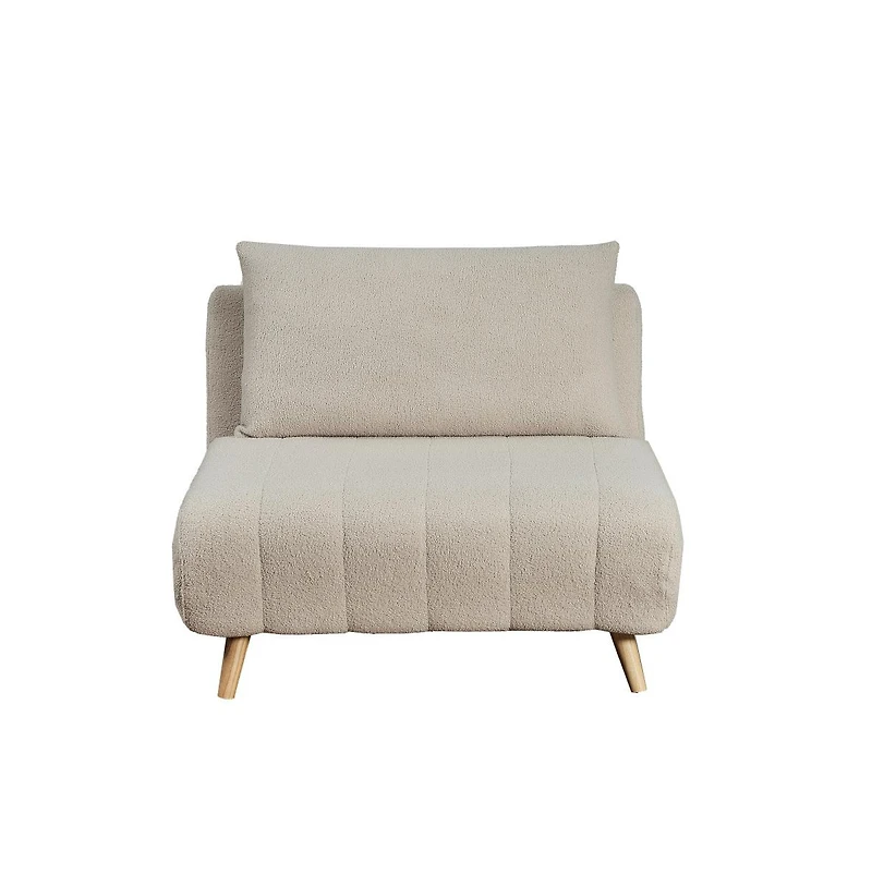 Merrick Lane Celine Convertible Tri-Fold Sleeper Chair With Channel Stitching And Pillow
