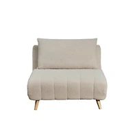 Merrick Lane Celine Convertible Tri-Fold Sleeper Chair With Channel Stitching And Pillow