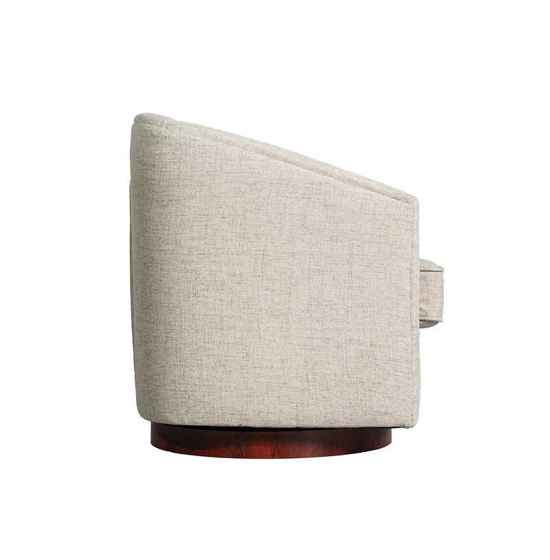 Wyn Upholstered Club Style Barrel Chair With Sloped Armrests And 360 Degree Swivel Base A Vinyl Wrap