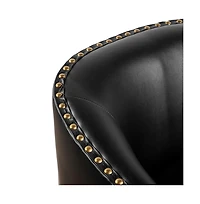 Ada Upholstered Club Style Barrel Chair With Nail Trim, Sloped Arms, And 360 Degree Swivel Base A Vinyl Wrap