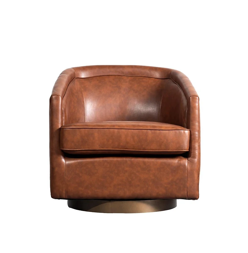Wyn Upholstered Club Style Barrel Chair With Sloped Armrests And 360 Degree Swivel Base A Vinyl Wrap
