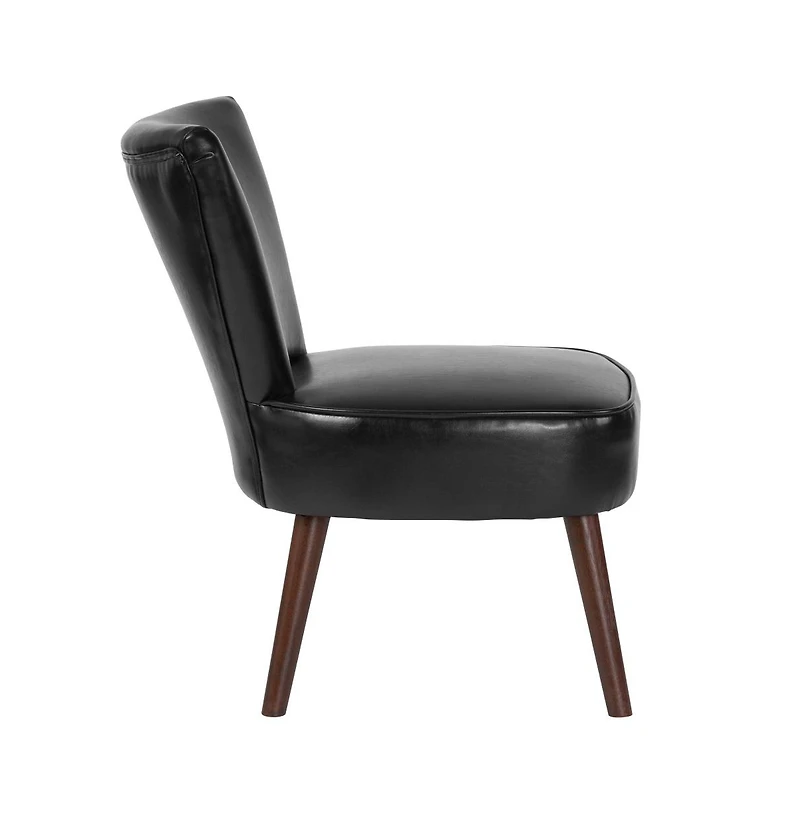 Santino Mid-Back Retro Accent Side Chair With Flared Wooden Legs