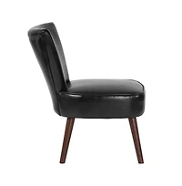 Santino Mid-Back Retro Accent Side Chair With Flared Wooden Legs