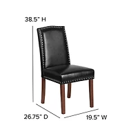 Hollowell Parsons Chair Plush Dining Chair With Accent Nail Trim And Wooden Legs