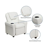 Contemporary Kids Recliner Chair With Cup Holder And Headrest