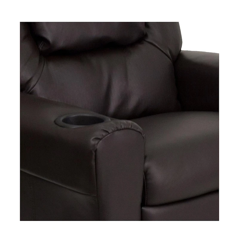 Contemporary Kids Recliner Chair With Cup Holder And Headrest