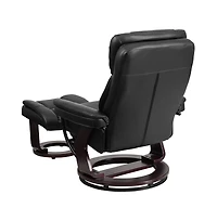 Multi-Position Recliner Chair & Curved Ottoman With Swivel Wood Base