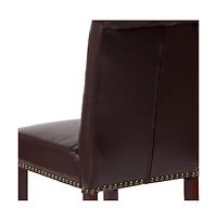 Emma+Oliver 2 Pk Upholstered Rolled Back Parson'S Chair With Nailhead Trim & Finished Frame With Plastic Floor Glides