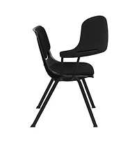 Padded Ergonomic Shell Chair With Right Handed Flip-Up Tablet Arm