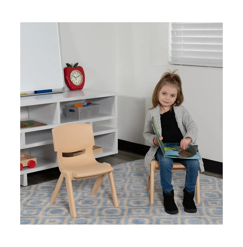 2 Pack Plastic Stackable School Chair With 10.5"H Seat, Preschool