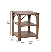 Merrick Lane Green River Modern Farmhouse Engineered Wood End Table With Two Tiered Shelving And Powder Coated Steel Accents