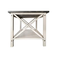 Matty Rustic Coffee Table With Lower Shelf, Farmhouse Style Solid Wood Accent