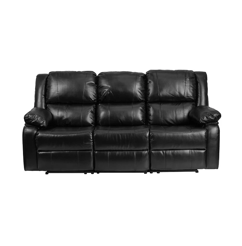 Bustle Back Leathersoft Sofa With Two Built-In Recliners