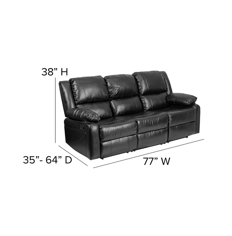 Bustle Back Leathersoft Sofa With Two Built-In Recliners