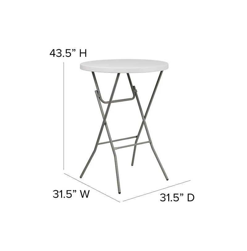 Emma+Oliver 2.63-Foot Round Plastic Bar Height Folding Table