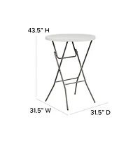 Emma+Oliver 2.63-Foot Round Plastic Bar Height Folding Table