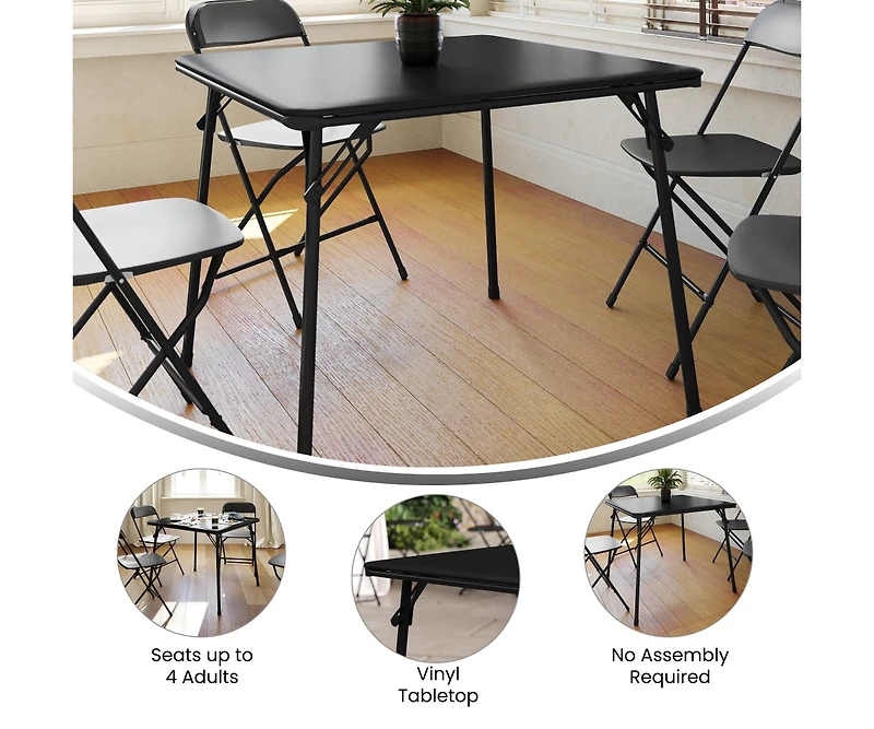 Foldable Card Table With Vinyl Top - Game Portable
