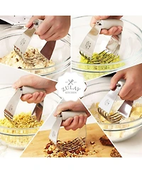 Zulay Kitchen Stainless Steel Dough Blender, Pastry Cutter, Heavy Duty Blender and Cutter with Blades