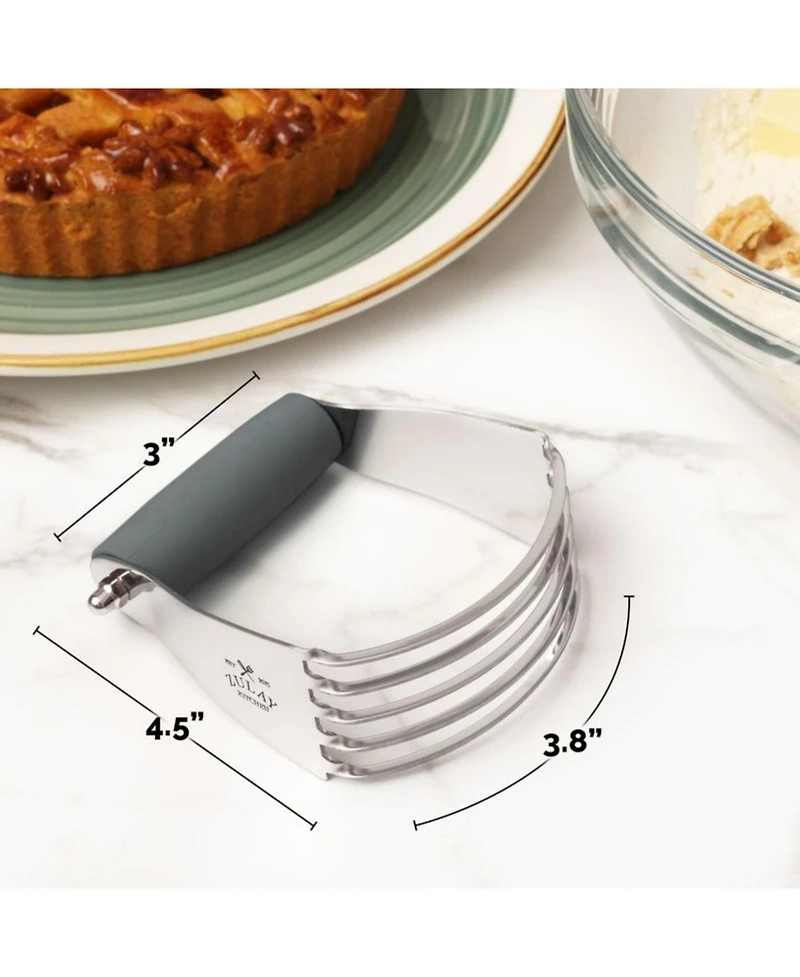 Zulay Kitchen Stainless Steel Dough Blender, Pastry Cutter, Heavy Duty Blender and Cutter with Blades