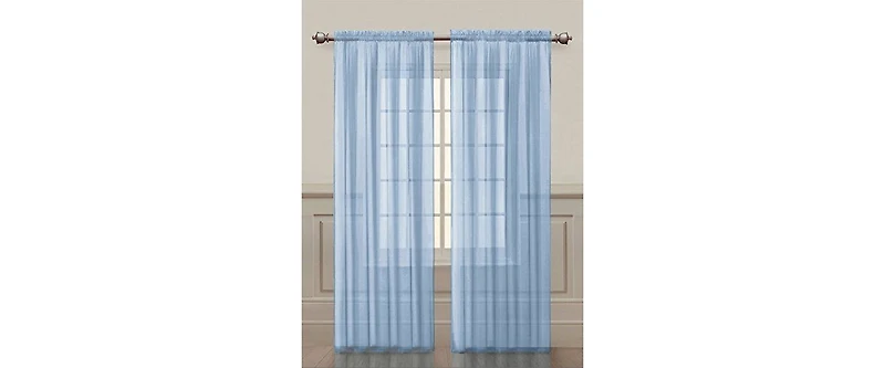 GoodGram Home 2 Pack Ultra Luxurious Semi Sheer Voile Curtains - Baby Blue