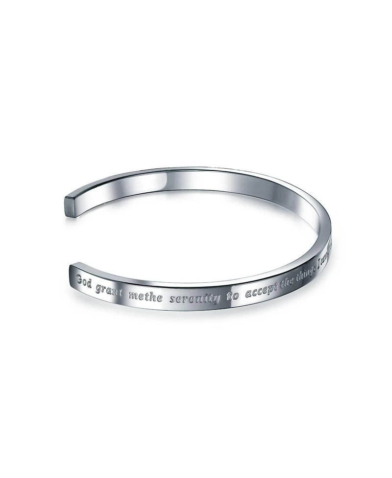 Bling Jewelry Inspirational Message Quotable Religious Mantra Stackable Serenity Prayer Cuff Bracelet Stainless Steel