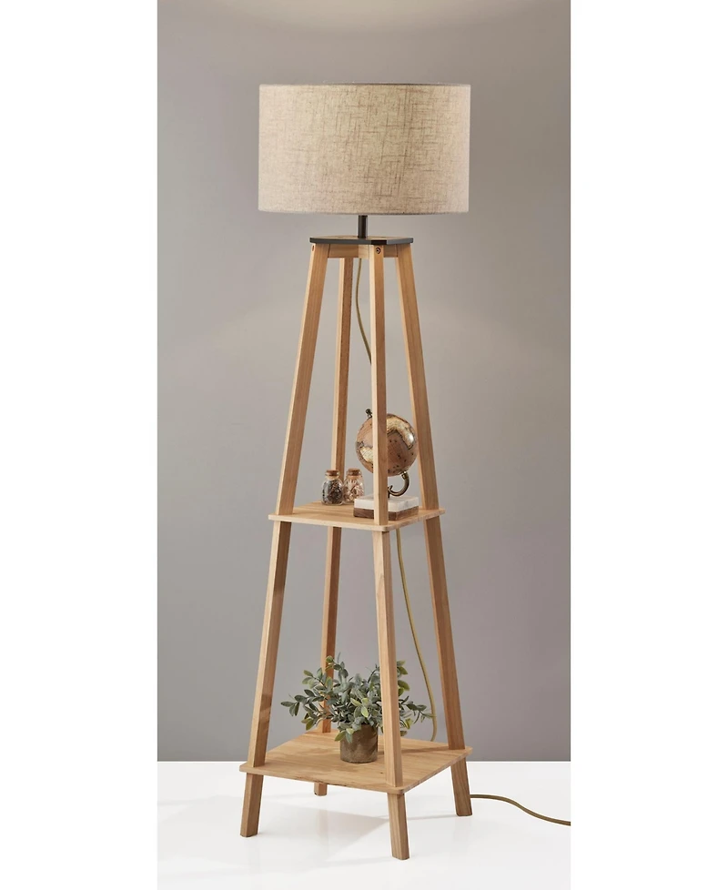 Adesso 59.75" Wood Kirby Shelf Floor Lamp
