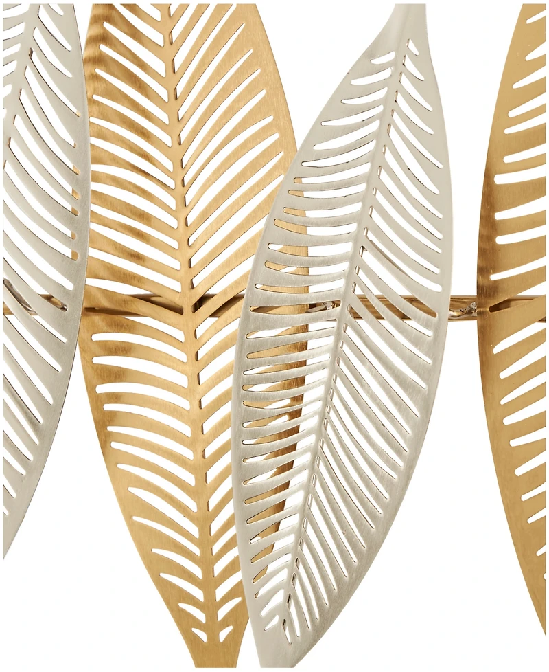 Rosemary Lane Gold Metal Leaf Metallic Wall Decor with Silver Accents, 2" x 32" x 13"
