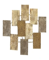 Rosemary Lane Gold Metal Sunburst Carved Overlapping Square Wall Decor, 43" x 3" x 24"
