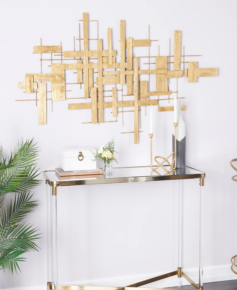 CosmoLiving by Cosmopolitan Gold Metal 3D Stripes Geometric Wall Decor 62" x 2" x 32"