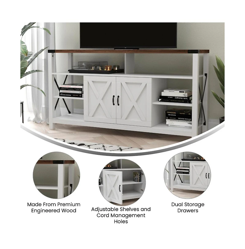 Merrick Lane Green River Media Console With Open And Closed Storage