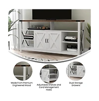 Merrick Lane Green River Media Console With Open And Closed Storage