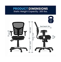 Emma+Oliver Mid-Back Mesh Multifunction Executive Swivel Ergonomic Office Chair With Adjustable Arms