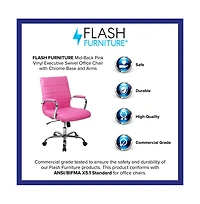 Emma+Oliver Mid-Back Vinyl Executive Swivel Office Chair With Chrome Base And Arms