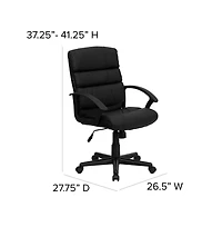 Emma+Oliver Mid-Back Leather Swivel Task Office Chair With Accent Divided Back And Arms