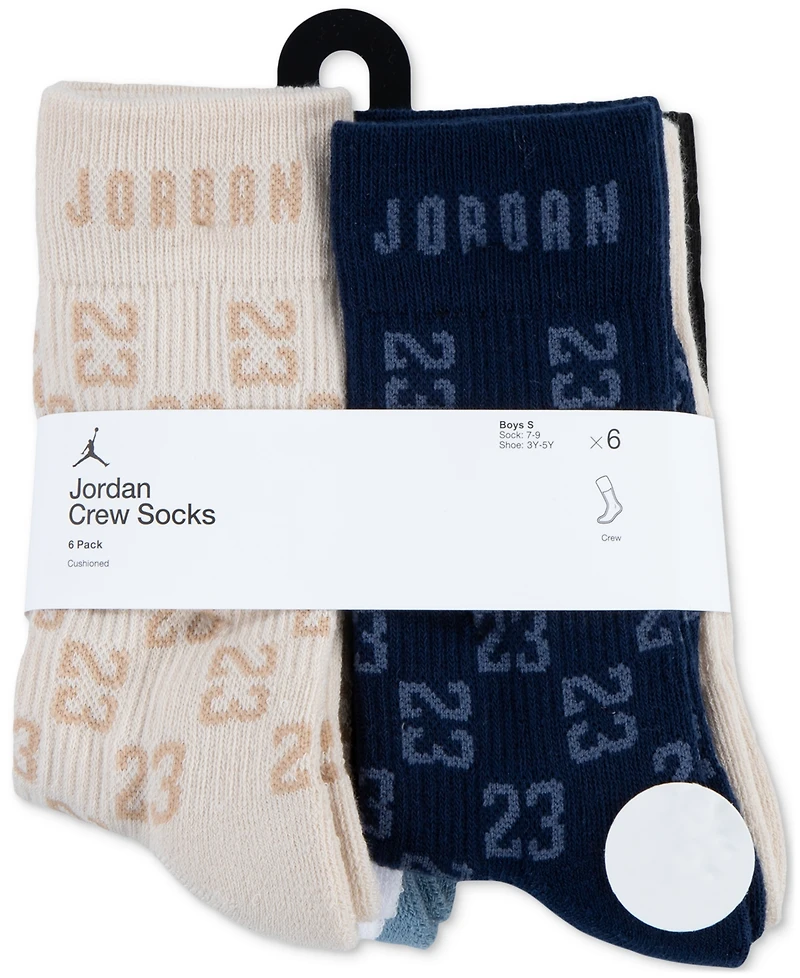 Jordan Big Kids Monogram Essential Crew Socks, Pack of 6