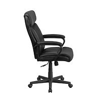 Emma+Oliver High Back Leather Executive Swivel Office Chair With Slight Mesh Accent And Arms