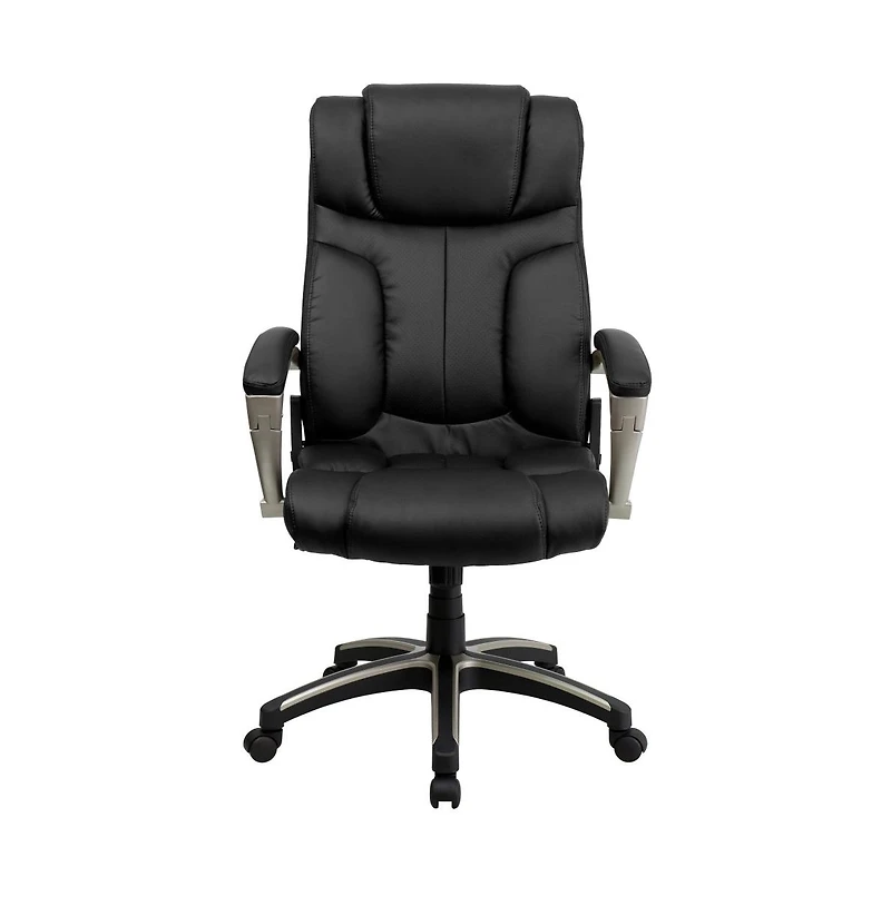 Emma+Oliver High Back Folding Leather Executive Swivel Office Chair With Arms