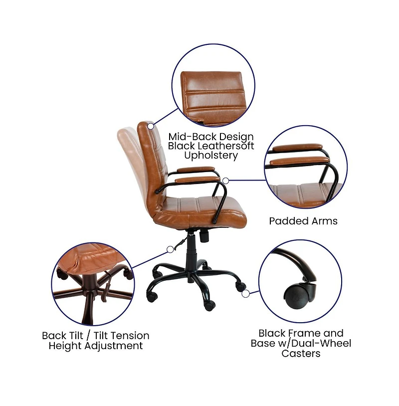 Milano Contemporary Mid-Back Home Office Chair With Padded Arms