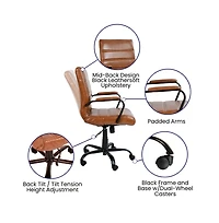 Milano Contemporary Mid-Back Home Office Chair With Padded Arms