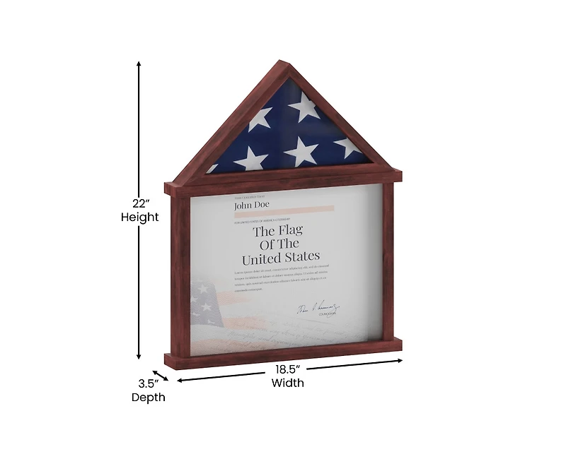 Merrick Lane Hughes Flag Display Case With Certificate Holder