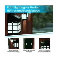 Wall Mount Led Solar Powered Fence And Deck Lights - All-Weather Decorative Set Of 6