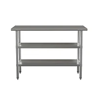 Nsf Certified Stainless Steel 18 Gauge Work Table With 2 Undershelves