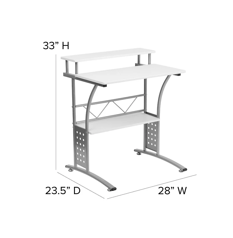 Emma+Oliver Computer Desk With Top And Lower Storage Shelves